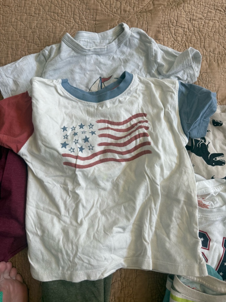 Kids White Short-Sleeve Flag Ringer Tee - Brand N/A